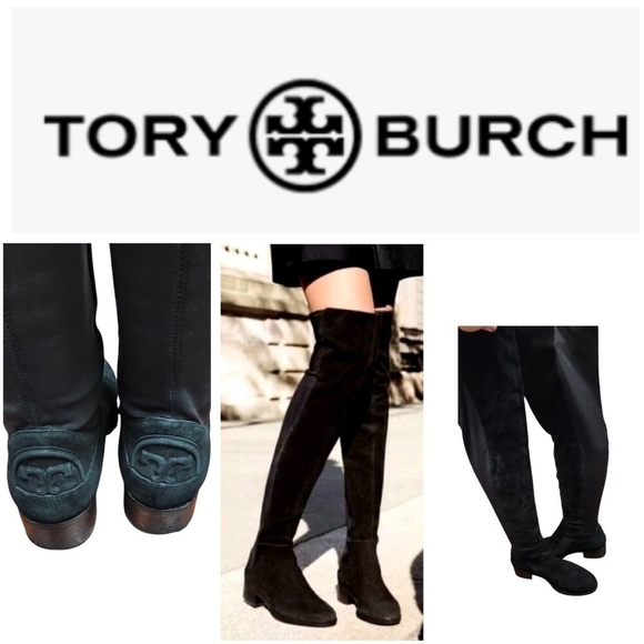 Tory Burch Caitlin Stretch Suede Over-The-Knee Boots, Black Size 7  $550 - Picture 1 of 16